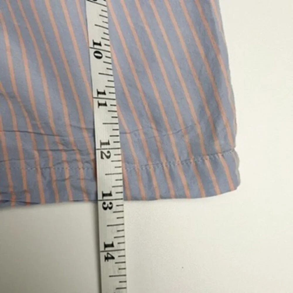 Reformation Willow Pajama Set Cropped Top Boxer Shorts Striped Blue Peach Size L - Picture 14 of 16